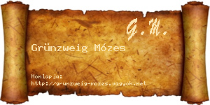Grünzweig Mózes névjegykártya
